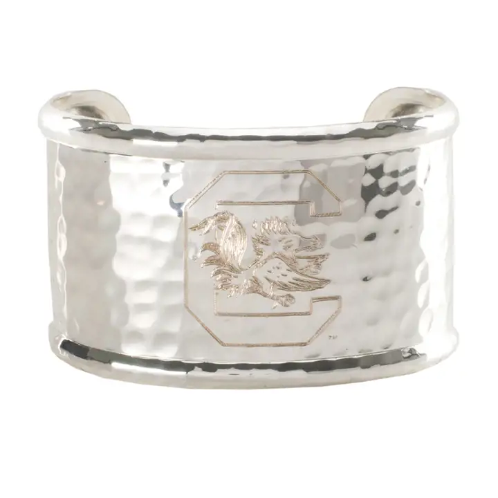 Bracelet manchette gravé avec rebord de 1,5 po - South Carolina Gamecocks (