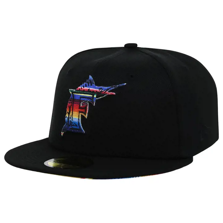 Couverture tissée MLB Florida Marlins 59FIFTY BLK/BLK/AST