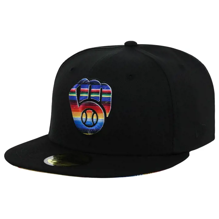 Couverture tissée des Brewers de Milwaukee MLB 59FIFTY NOI/NOI/AST