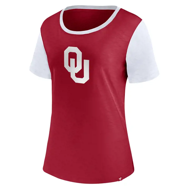 T-shirt en coton slub colorblock Oklahoma Sooners NCAA pour femme 22