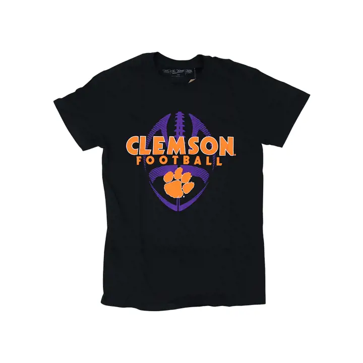 T-shirt icône de football NCAA Clemson Tigers 2F noir