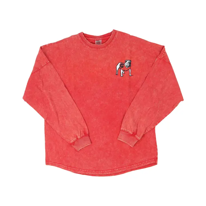 Sweat-shirt Femme Georgia Bulldogs NCAA "Faded Wash" 22 Rouge