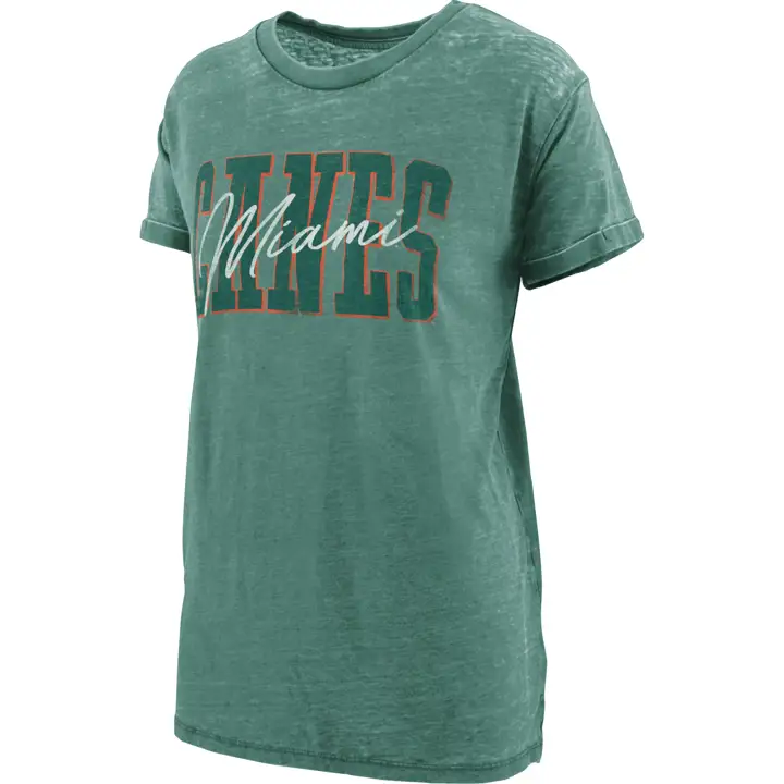 T-shirt Miami Hurricanes NCAA ample de style vintage pour femme 22 g