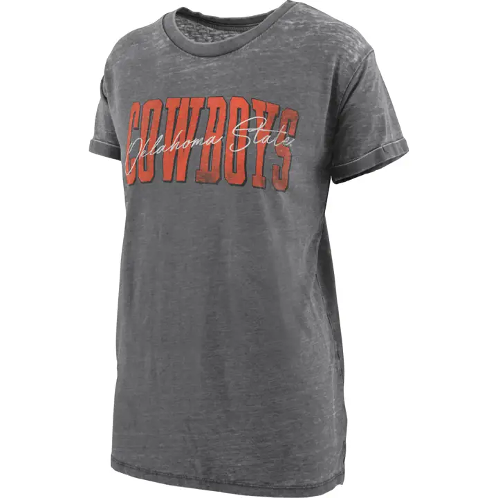 T-shirt de petite amie vintage NCAA pour femmes des Cowboys d'Oklahoma State