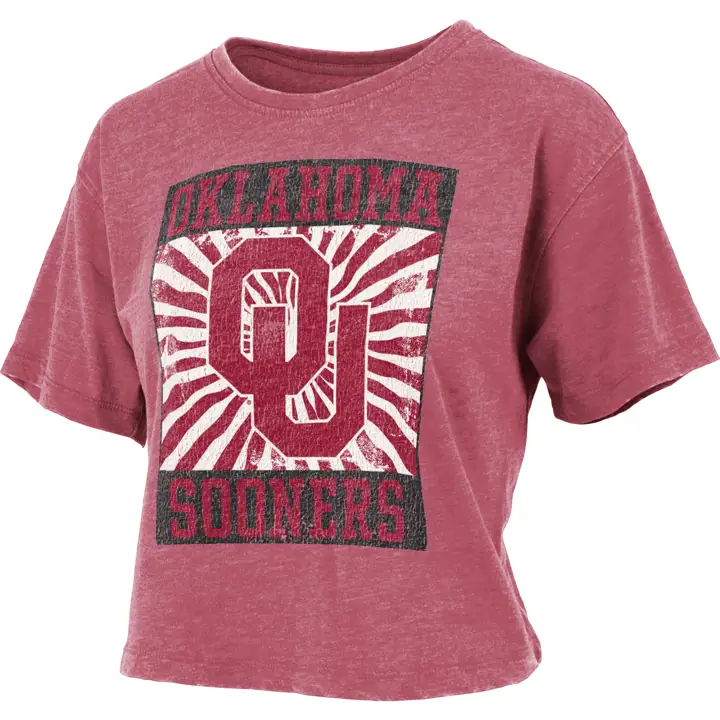 T-shirt court délavé vintage NCAA Oklahoma Sooners pour femme 22