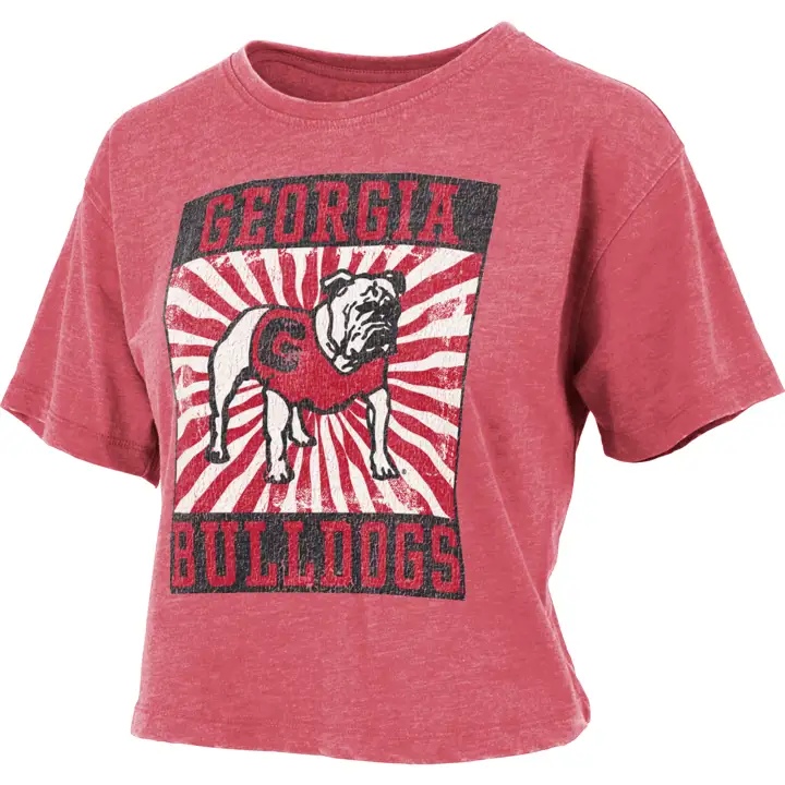 T-shirt court Georgia Bulldogs NCAA pour femme, style vintage, délavé 22