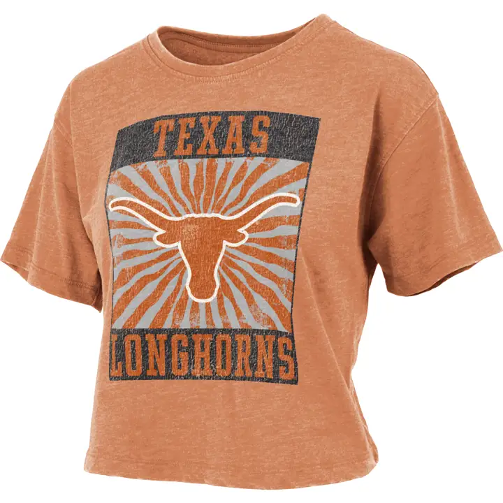 T-shirt court délavé vintage Texas Longhorns NCAA pour femme 22