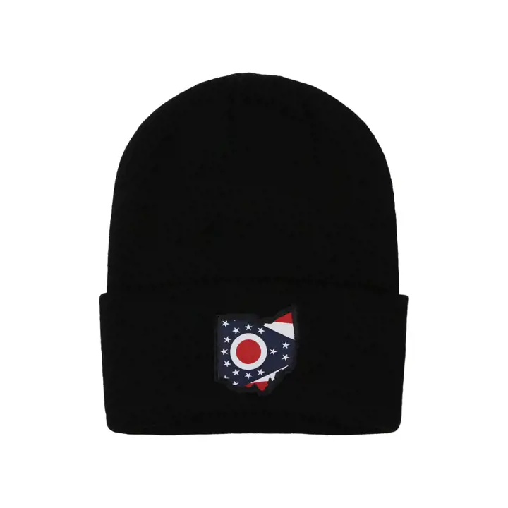 Bonnet tricoté avec écusson drapeau de l'Ohio, noir