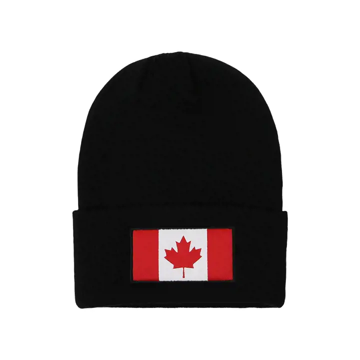 CANADA Écusson drapeau national tricoté noir