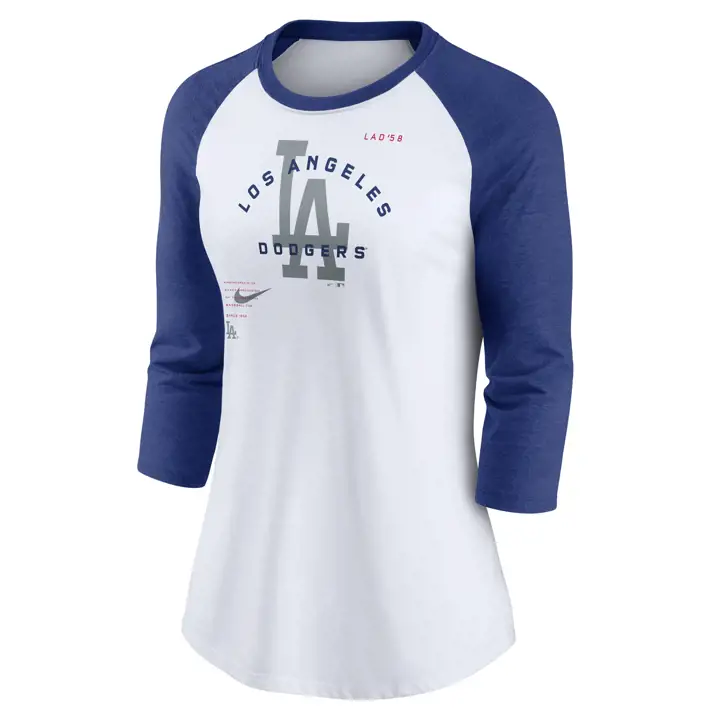 LA DODGERS MLB Maillot Moderne Femme Baseball Arch Tri-Blend Raglan