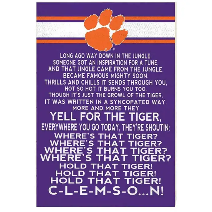 Panneau de la chanson de combat des Clemson Tigers