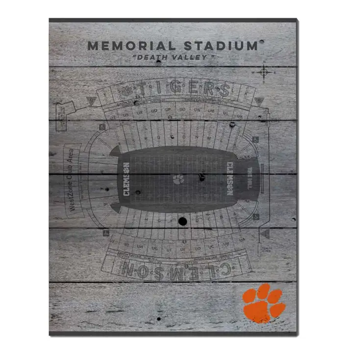 Plan des sièges du stade des Clemson Tigers 16x20 ast
