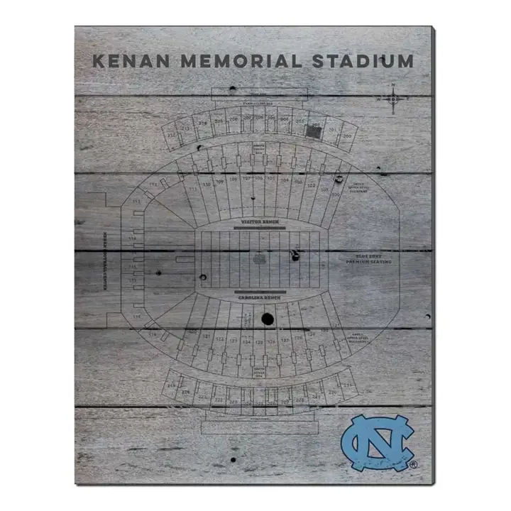 Plan de sièges du stade des Tar Heels de Caroline du Nord 16x20 ast