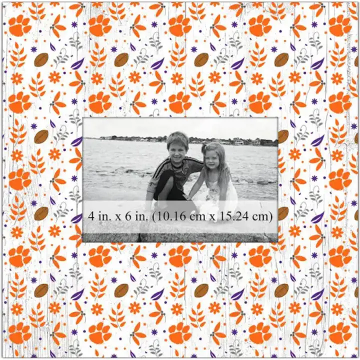 Cadre à motif floral Clemson Tigers - 10 x 10 ast