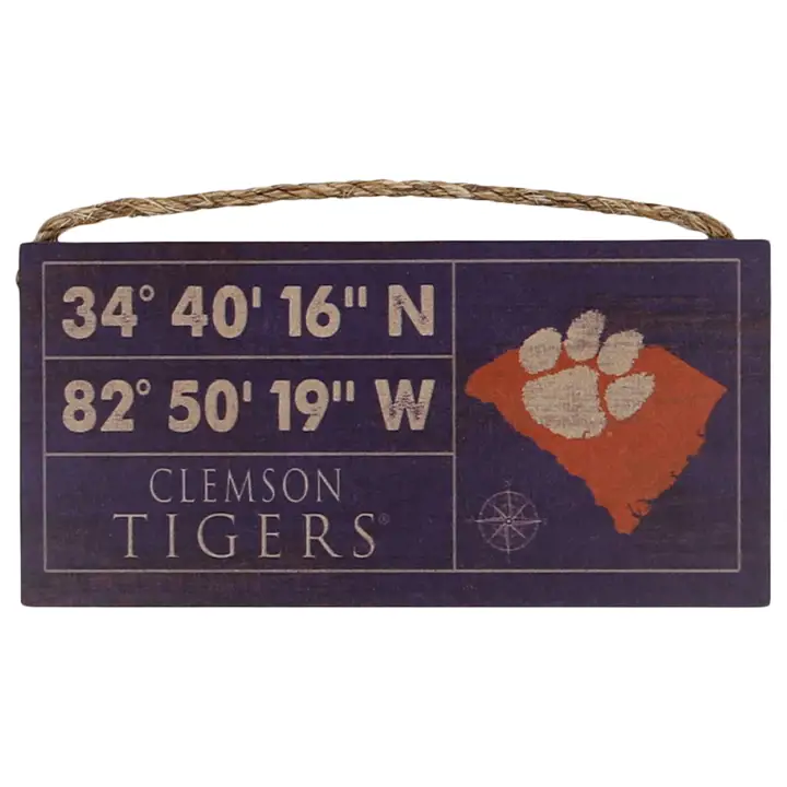 Panneau de coordonnées horizontales Clemson Tigers - 6 x 12 assorti