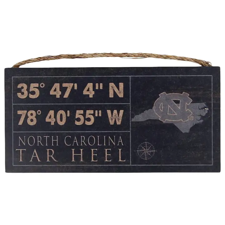 Panneau de coordonnées horizontales Tar Heels de la Caroline du Nord - 6 x 12