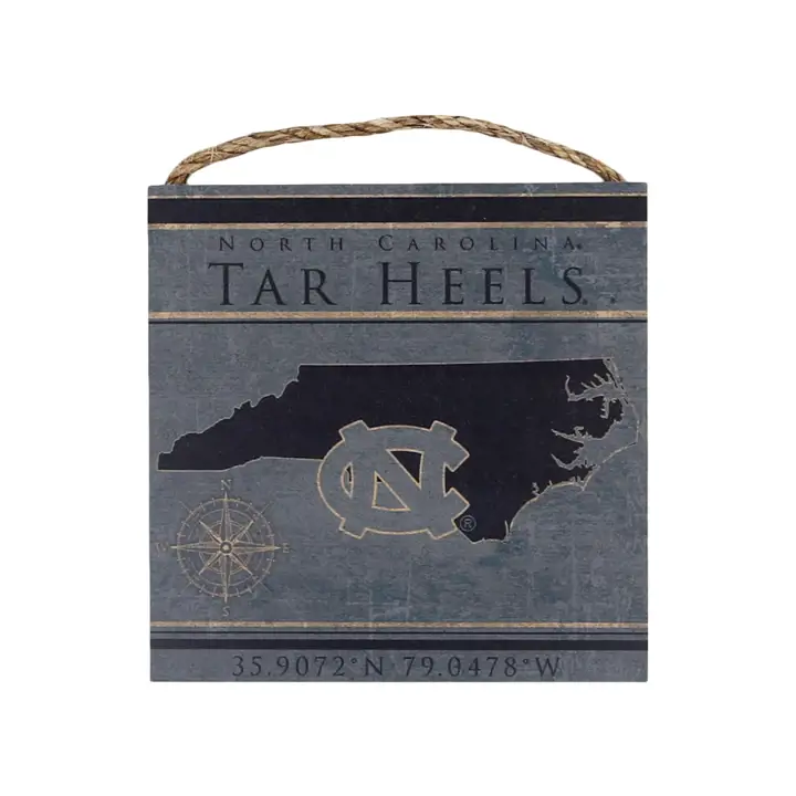 Panneau Coordonnées Tar Heels Caroline du Nord - 10x10 ast