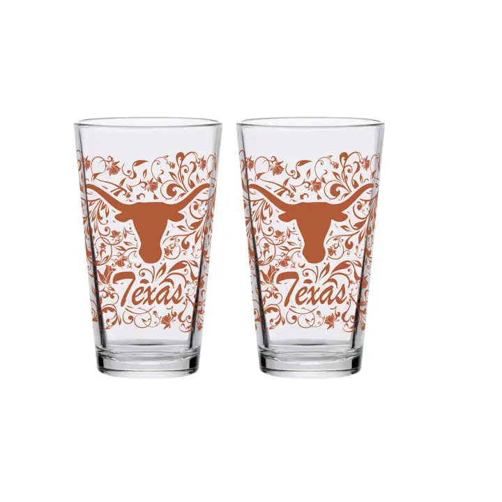 Verre à mélange floral Texas Longhorns de 16oz