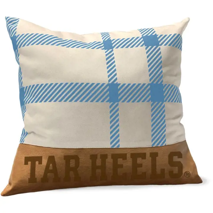 Oreiller en faux cuir à carreaux North Carolina Tar Heels