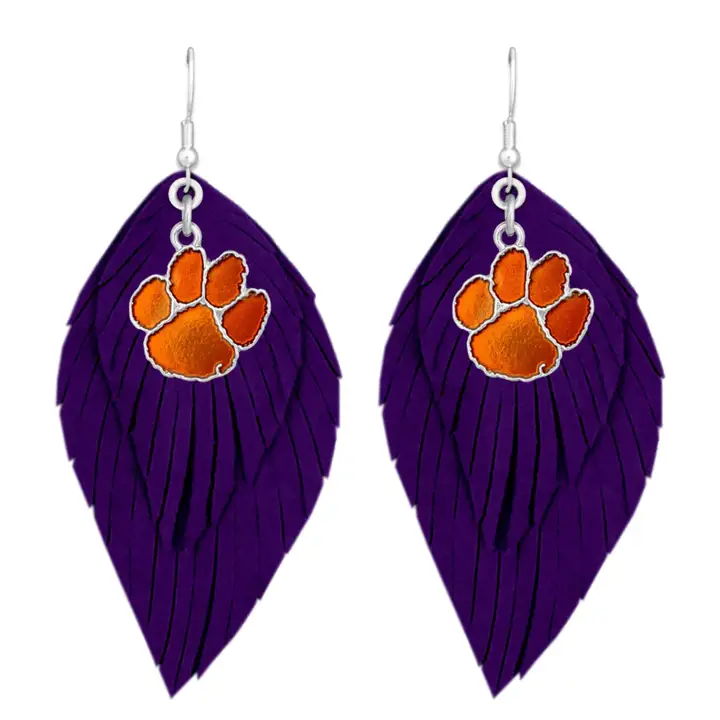 Boucles d'oreilles bohèmes logo iridescent Clemson Tigers