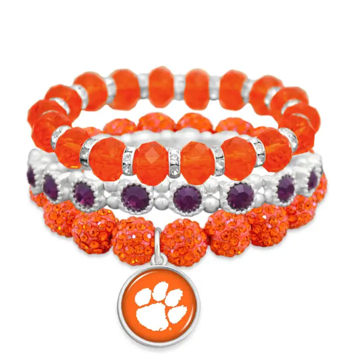 Empilement de bracelets Amanda Crystal des Clemson Tigers