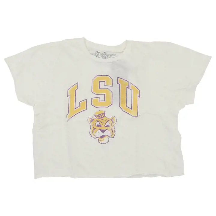 T-shirt court crème NCAA pour femme L.S.U.
