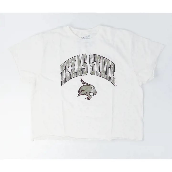 T-shirt court crème NCAA pour femme Texas State