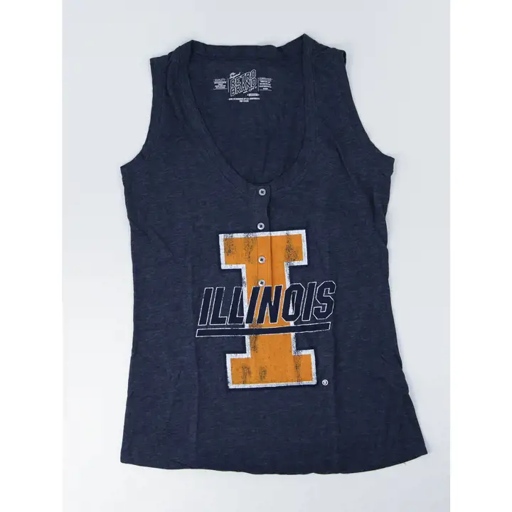 Débardeur Henley NCAA pour femme Illinois Fighting Illini bleu marine