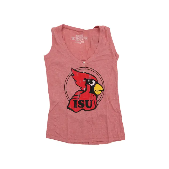 Débardeur Henley rouge Redbirds NCAA pour femme de l'Illinois State