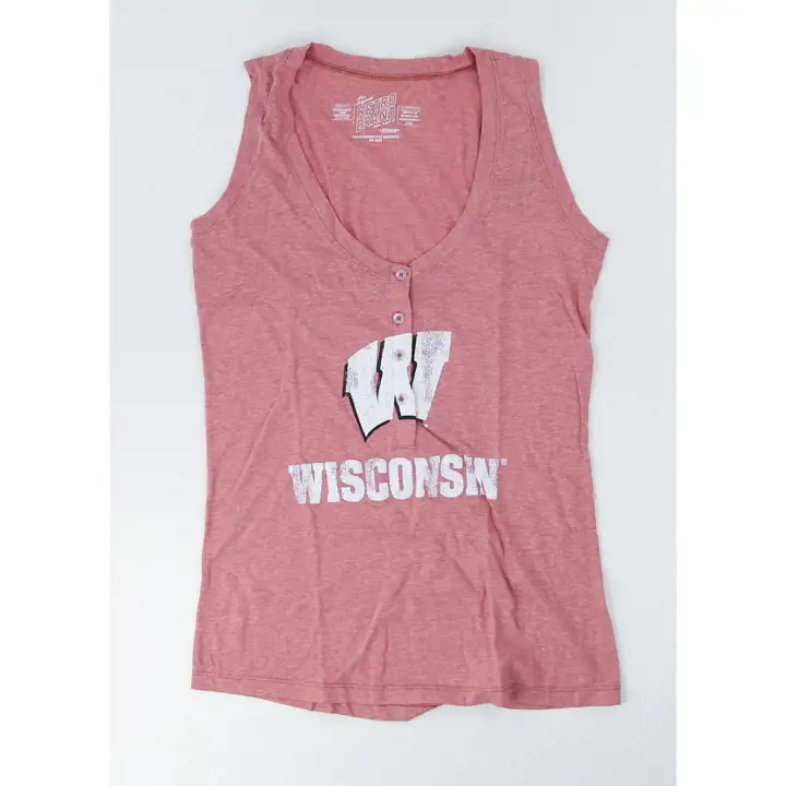 Débardeur Henley Rouge NCAA Femme Wisconsin Badgers