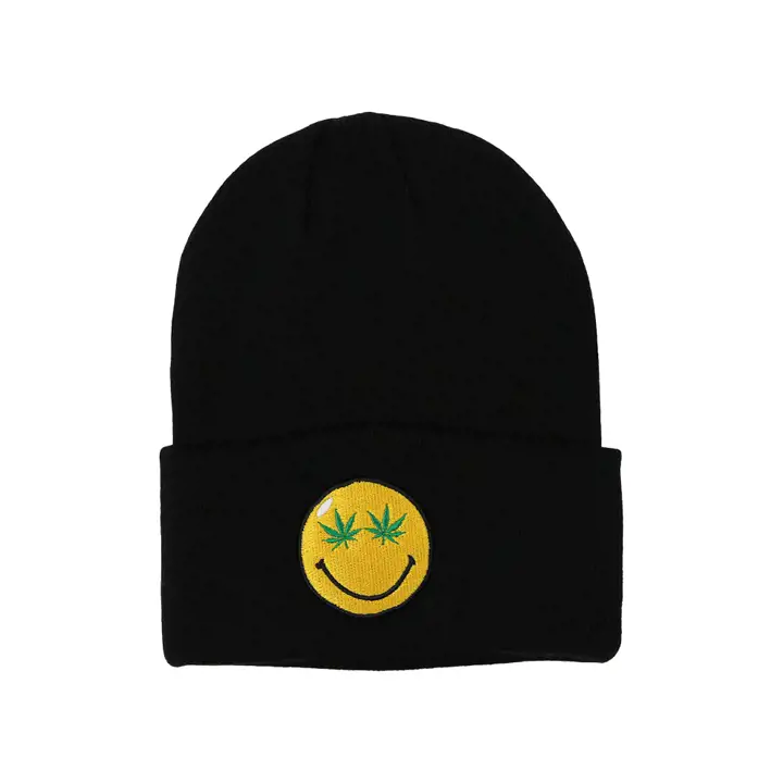 Ordinary Crowns Pop Culture Knits noir Weed Smiley