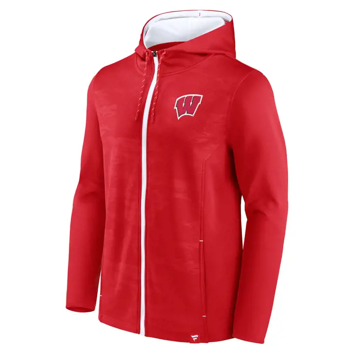 Wisconsin Badgers NCAA Veste à Capuche Entièrement Zippée Ball Carrier 22 ROUGE