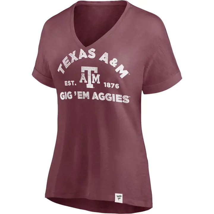 T-shirt Col en V Fluide et Délavé NCAA Texas A&M Aggies 22 MAR