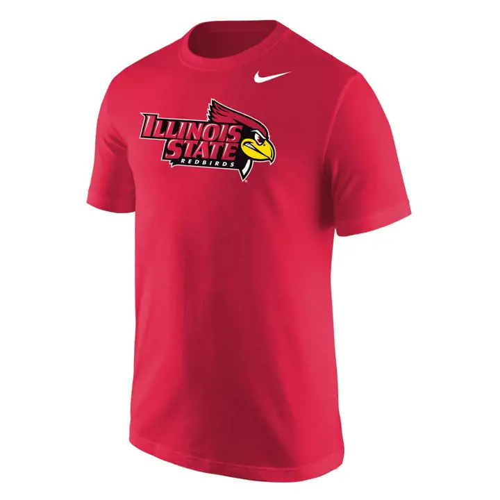 T-shirt universitaire rouge en coton avec logo des Redbirds de l'Illinois