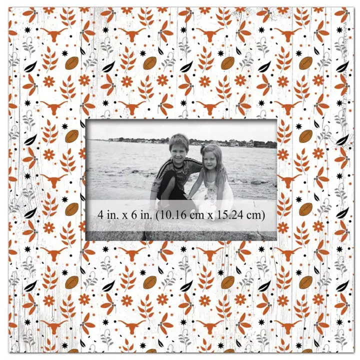 Cadre à motif floral Texas Longhorns - 10 x 10 po