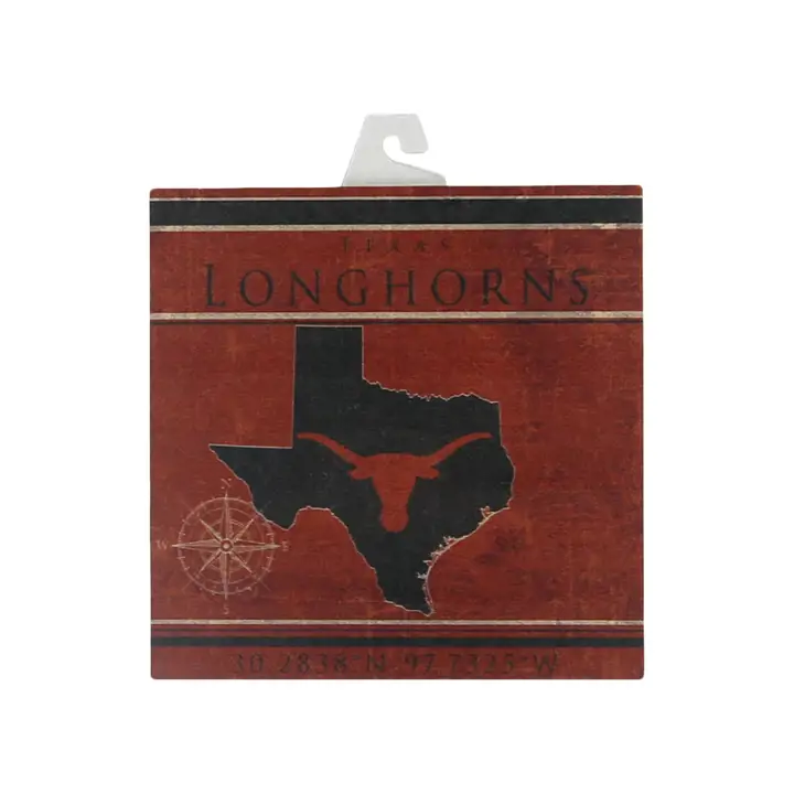 Pancarte de coordonnées Texas Longhorns - 10x10 ast