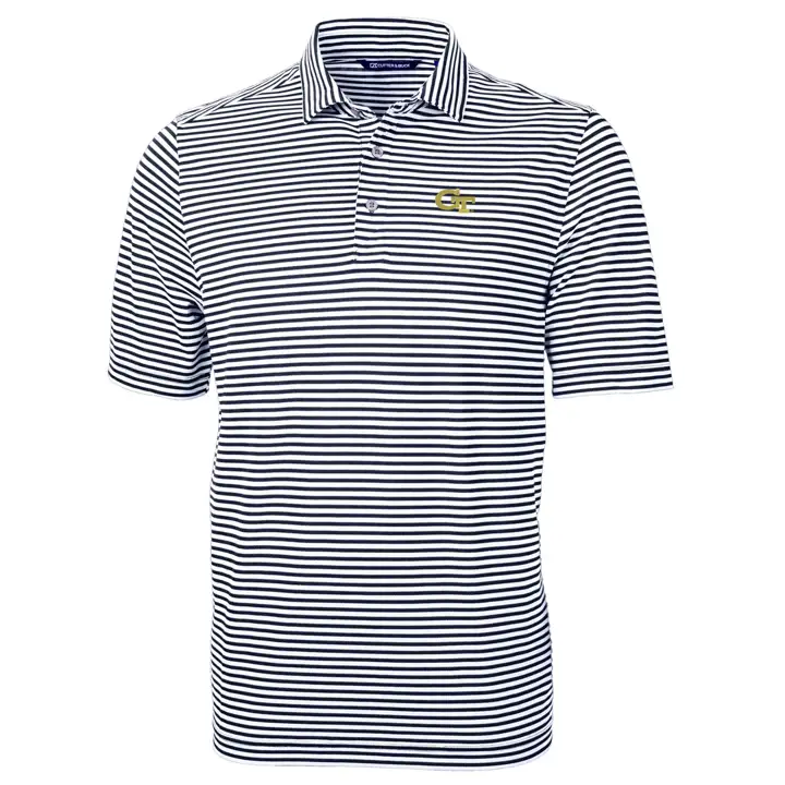 Georgia Tech Yellow Jackets NCAA Polo Virtue Stripe MARINE/BLANC