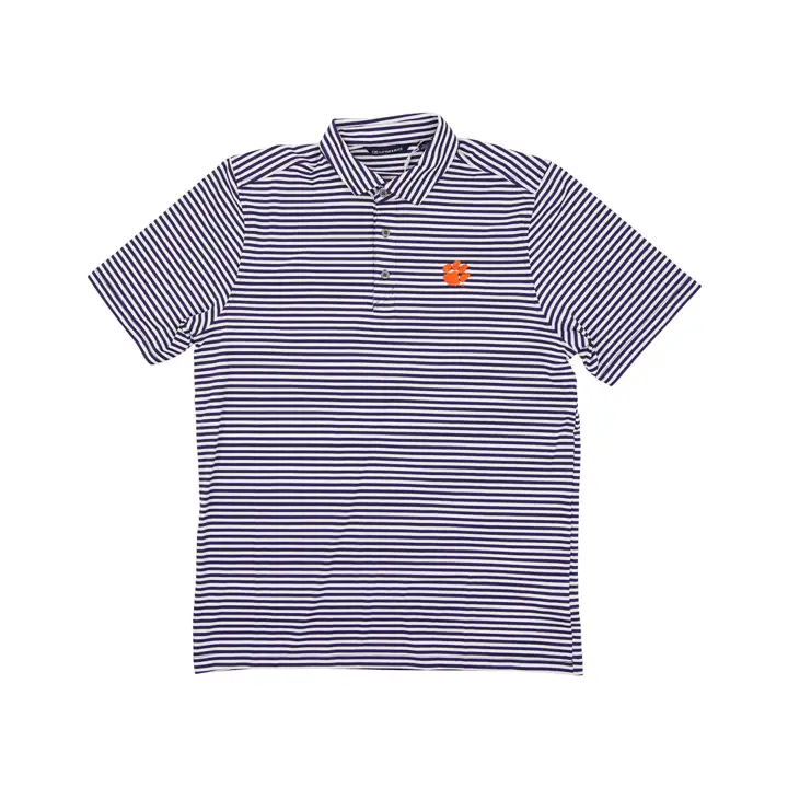 Polo à rayures Virtue NCAA Clemson Tigers PUR/WHT