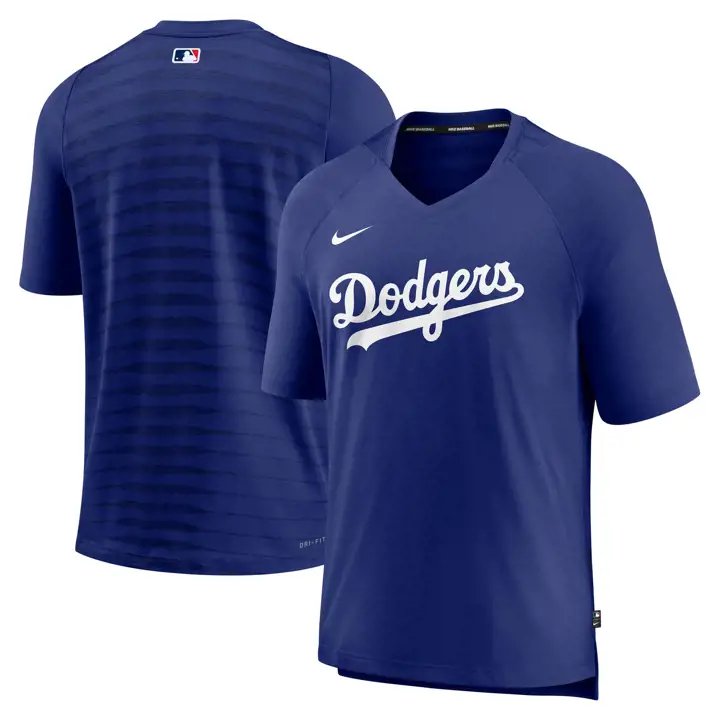 Haut de survêtement de baseball d'avant-match Los Angeles Dodgers MLB AC bleu