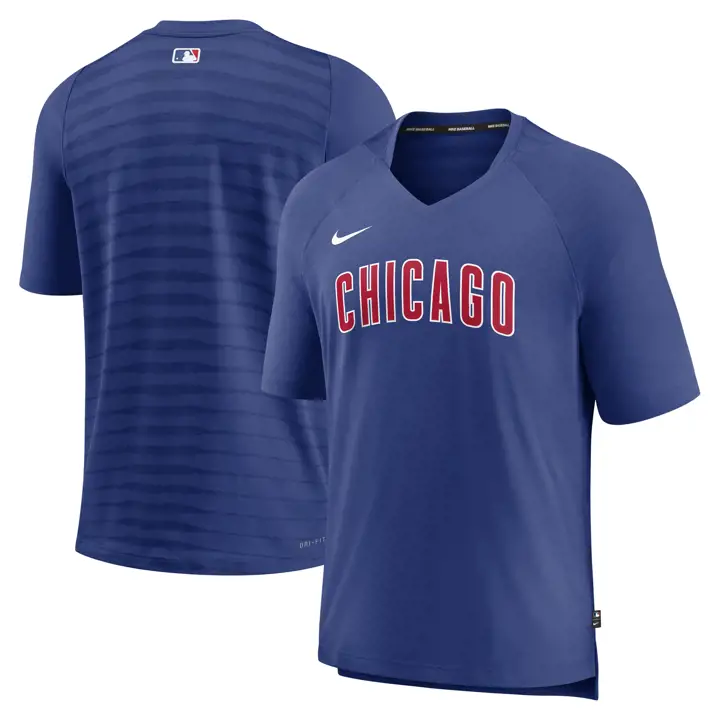 Haut d'entraînement d'avant-match des Cubs de Chicago de la MLB, bleu