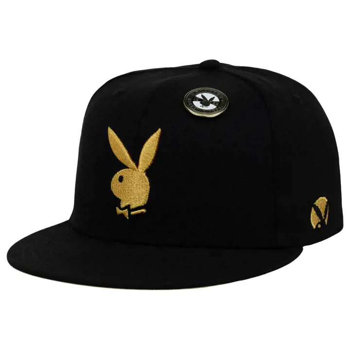 Casquette ajustée Playboy Gold Rush script noir/or
