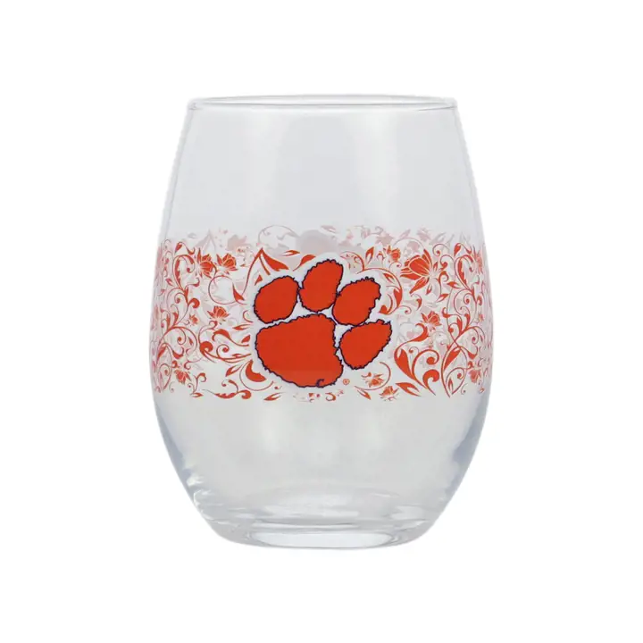 Verre sans pied à motif floral Clemson Tigers de 44 cl