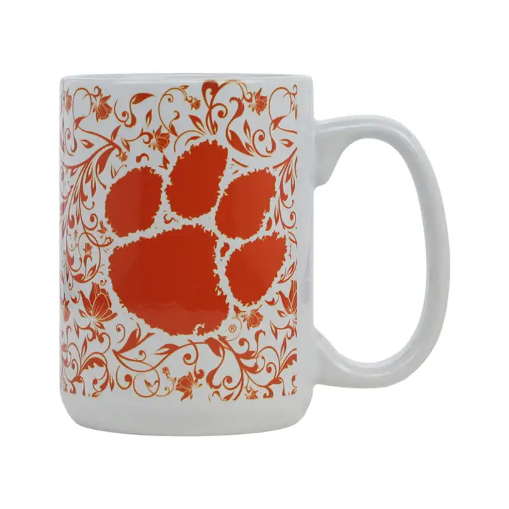 Mug de café Clemson Tigers 44 cl à motif floral