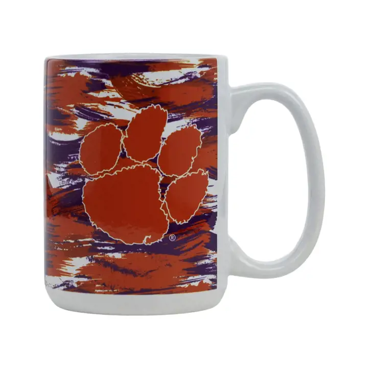 Mug brossé blanc 443 ml Clemson Tigers