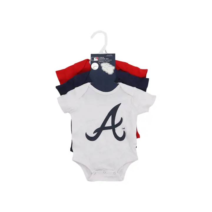 Ensemble de 3 pyjamas pour bébé des Braves d'Atlanta (MLB) - Joueur de ligue mineure - rouge