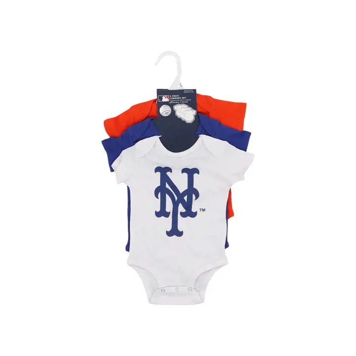 Ensemble de 3 maillots de joueur de ligue mineure MLB New York Mets pour nouveau-né, bleu