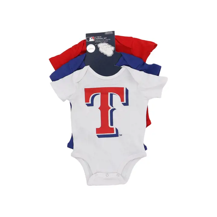 Texas Rangers MLB Ensemble de 3 pyjamas pour nouveau-né, joueur de ligue mineure, bleu