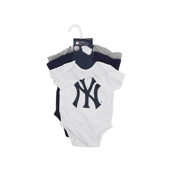 New York Yankees MLB Ensemble de 3 Bodys pour Bébé Joueur Ligues Mineures Bleu Marine