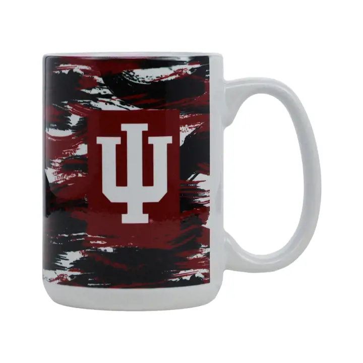 Tasse blanche brossée 15 oz Indiana Hoosiers