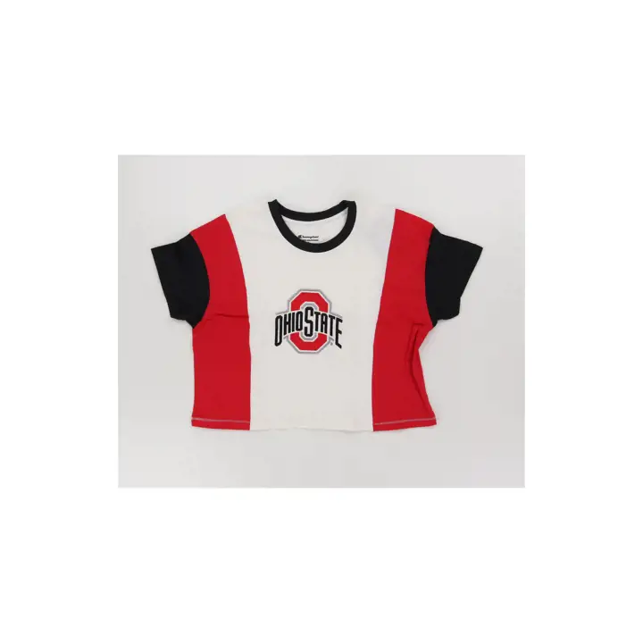 T-shirt court OH Buckeyes NCAA pour femme, coupe colorblock, collection Super Fan, 22 wh